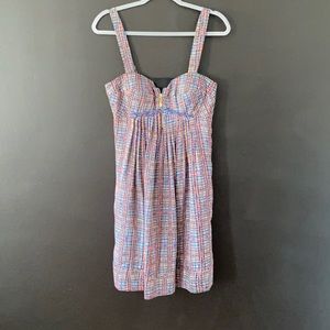 Watercolor plaid mini dress